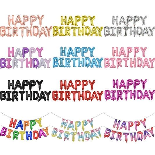 13Pcs Happy Birthday Balloons Foil Letter Balloon Birthday Party Decorations Kids Adult Birthday Balloons Alphabet Balloons set